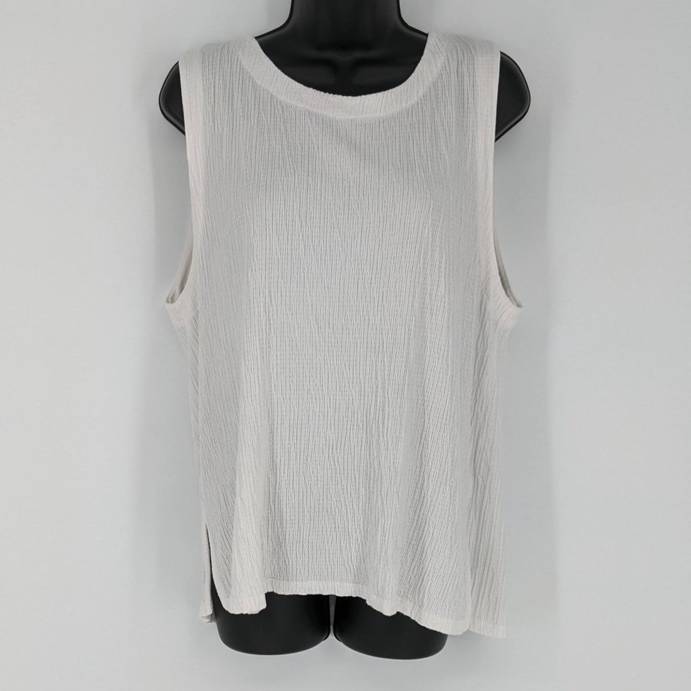 Anthropologie Cream Crepe Wrinkle Knit Button Back Viscose Montauk Tank Top XL - Picture 13 of 13